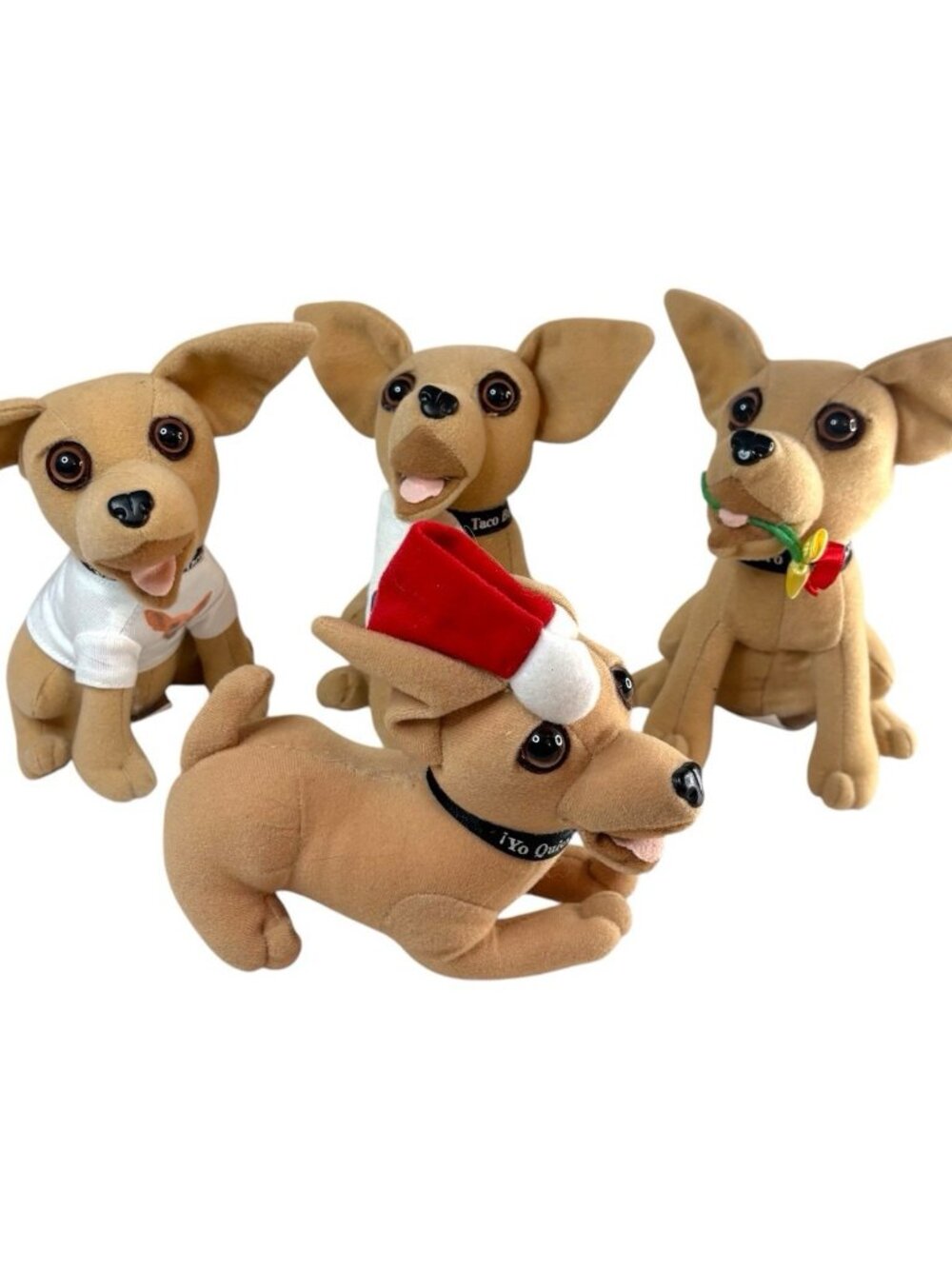 (4) Vintage 90s Taco Bell Dog Yo Quiero Chihuahua Talking Plush Stuffed Animal